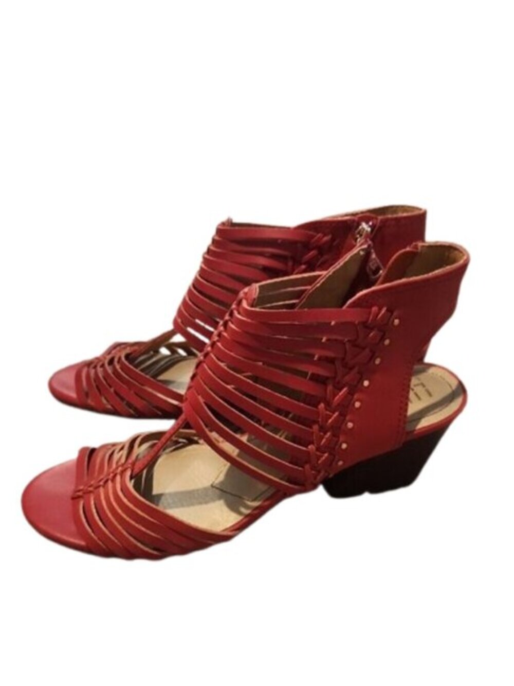 [Lucca Lane] Red Strappy Women’s Sandals - Elegant Open-Toe Heels - Size 11M
